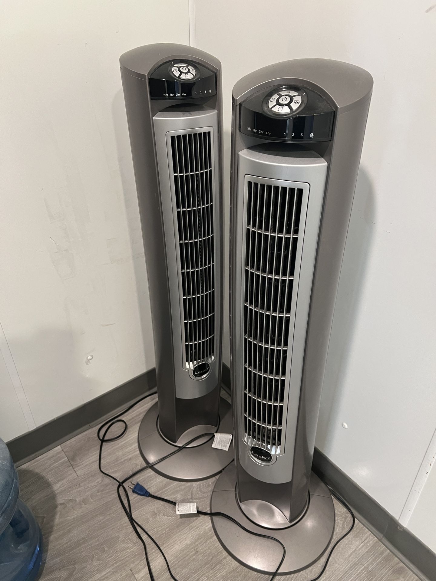 2 Lasko Oscillating Tower Fan with Remote, Quiet Floor Fans (Pair)