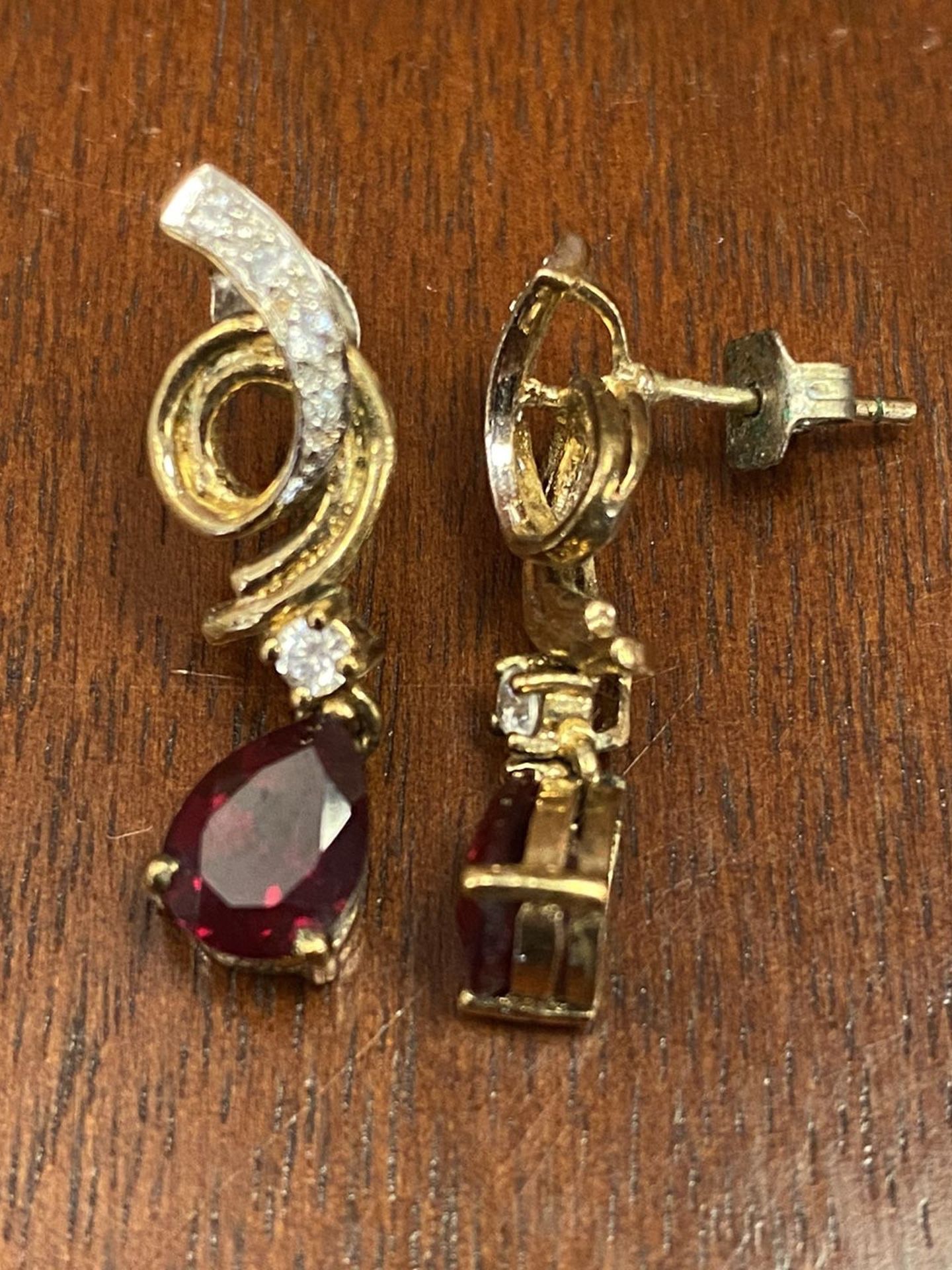 Real ruby and diamond earrings