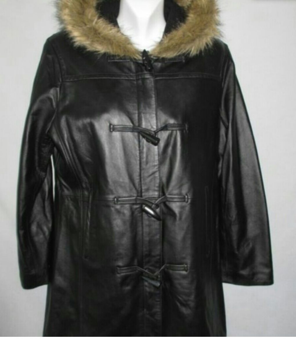 Jaclyn Smith Classic Leather Fur Hoodie Coat