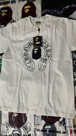 white chrome hearts bape shirt