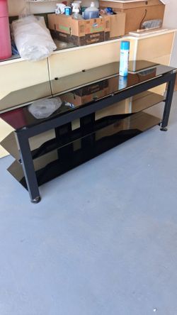 Black 3-Shelf Glass TV Stand