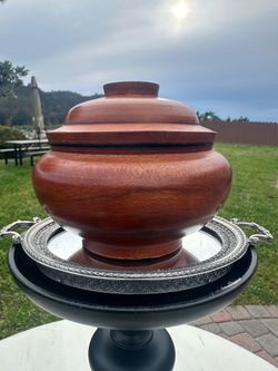 Folk  Rustic Vintage Handcrafted Wooden Decorative Lidded Bowl Accent