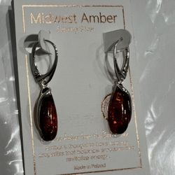 Amber sterling silver earrings 