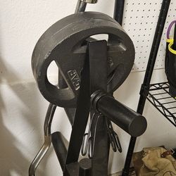 CAP Barbell 1-Inch Standard Cast Iron Grip Plates with Threaded EZ curl bar & Barbell