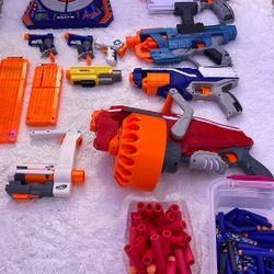 nerf Guns With Included Attachments, Bullets, Target