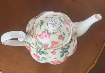 Vintage Gracie China Rose Chintz Porcelain 4-1/2-Cup Teapot
