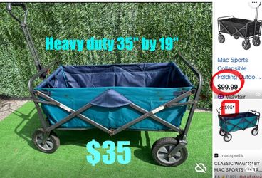 $35 Sports Heavy Duty Collapsible Folding Utility Wagon Cart Blue 4 Wheel, come with a storage bag