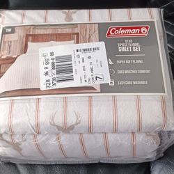 Size TWIN COLEMAN COTTON FLANNEL  SHEET SET NEW