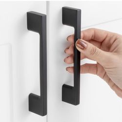 ASKANO 3-3/4 Inch Hole Centers, Black Wide Foot Kitchen Cabinet Pull Handle ZP2205 | Pack of 10, Solid Hardware for Drawer, Dresser, Bathroom, Vanity,