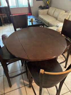 Round Bar Height Dining Table with 4 Chairs