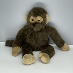 Vintage 1988 Bravo Applause Chimpanzee 17” Realistic Brown Stuffed Plush Monkey
