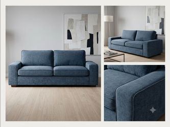 Chenille Blue Fabric  Sofa