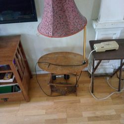 Antique Lamp And Table Combination