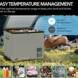 Whynter Portable Freezer Car Fridge Compressor 1.41 cu. ft. 45 qt. for RV AC / DC 12V / 24V with Temperature Control in Gray