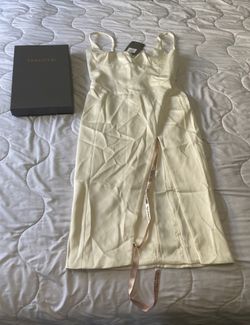 House Of CB Casimira Ivory Satin Corset MIDI Dress