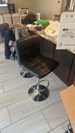 Black Faux Leather Adjustable Bar Stool set of 3