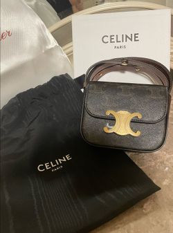 Celine-mini Claude In Triomphe Canvas And Calfskin
