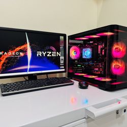 NEW DELL Gaming PC 16 Core RYZEN 7 @3,7GHz. GPU RX 570 . 256G M2 NVme/1T HDD, 16G DDR4, USB3.0  WIFI, Bluetooth. 500W PSU, 23”Monit. Keyb/Mou. Win11P