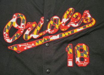 NEW Baltimore Orioles SGA 7/14/2018 Maryland Flag #18 Jersey Size