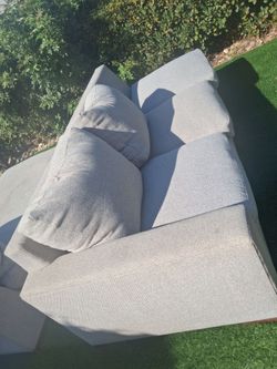 Gray Fabric Sofa with Back Cushions