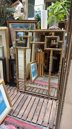 Mid Century solid Brass Rare mirror 42 by 30
