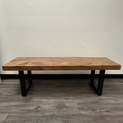 Solid Rain Wood Bench / Coffee Table – 55.5” – Thick Wood Top