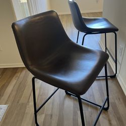 Brown Leather Counter Stools 