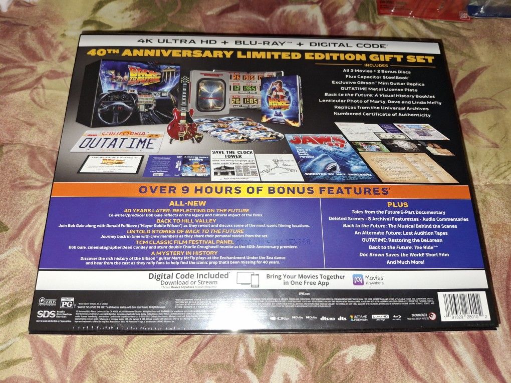 40TH ANNIVERSARY BACK TO THE FUTURE TRILOGY 4K ULTRA HD, BLU-RAY, DIGITAL CODE COLLECTIBLE GIFT SET...NEW...SMOKE FREE HOME...$290 OBO...