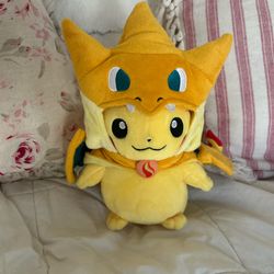 Pokemon Mega Charizard Poncho Pikachu 9" Plush - NEW - Pokemon Center US Seller
