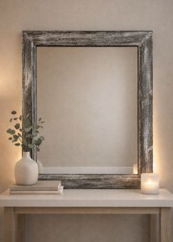Rustic Distressed Wood Framed Mirror