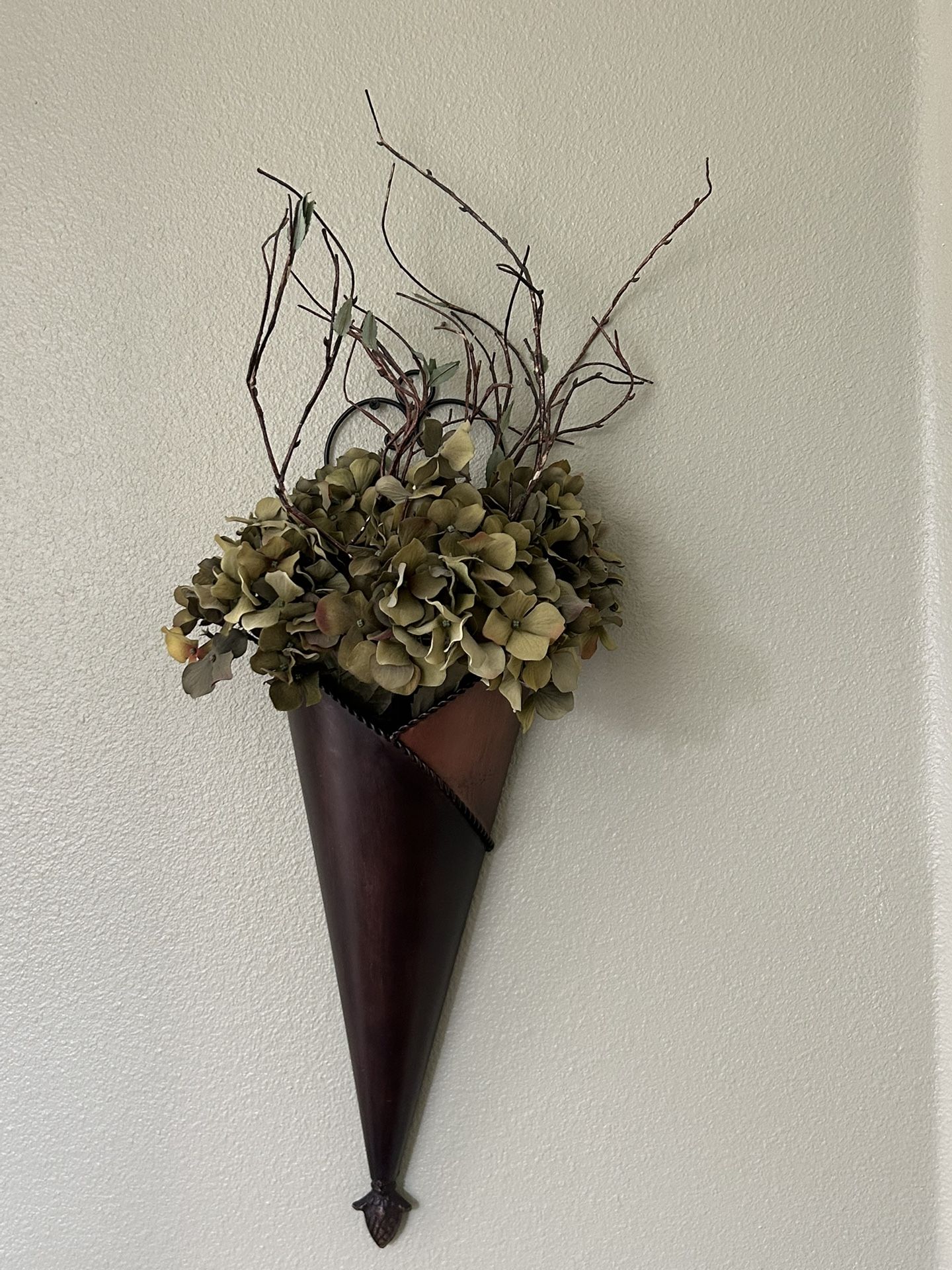Brown Wall Vase with Green flowers