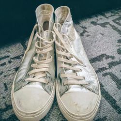 YSL Men Silver High Top Sneakers