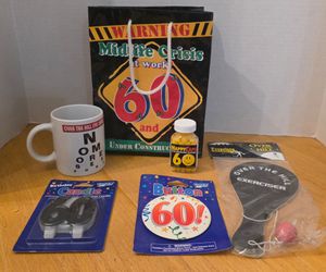 Over the Hill / 60th Birthday Gag Gift / Joke / Fun Party Six Items