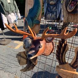 Hanging Deer Head Carving