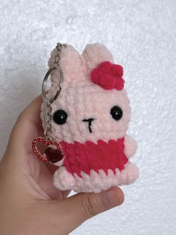 Crochet Pink Bunny Keychain