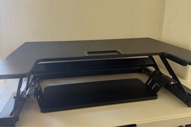 Black Sit Stand Desk Converter with Keyboard tray