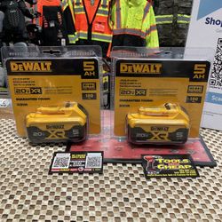 DEWALT 20V MAX XR Premium Lithium-Ion 5.0Ah Battery $100 EACH 