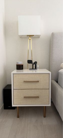 Modern 2-Drawer Nightstand with Gold Legs