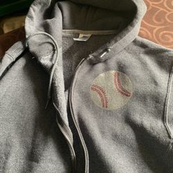 Glittery Baseball Zip Up Sweatshirt 