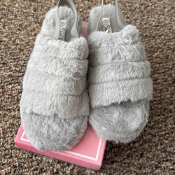 Gray Fuzzy Slipper