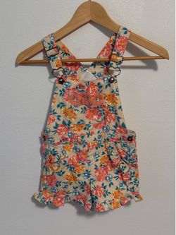 Little Lass 4 Embellishment 3 Floral Heart Buckle Overalls Size 5 Girl 100% Cott