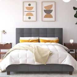 Queen Upholstered Platform Bed Frame 