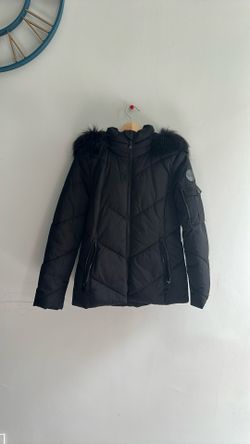 DKNY Puffer Coat With Faux Fur Hood