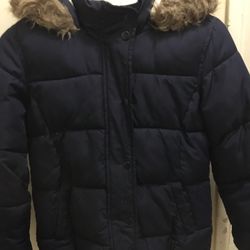 Navy Blue Old Navy Puffy Jacket With Wool Inside And Fur Hood