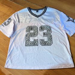 SHEIN Oversized Mesh Sports Jersey Pink Animal Print 23 Stay Strong Tee Large