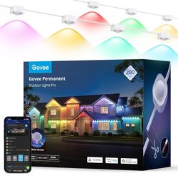 Govee Permanent Outdoor Lights Pro, 200ft with 120 RGBIC LED Lights for Daily and Accent Lighting, 75 Scene Modes for Outdoor Decor, IP67 Waterproof, 