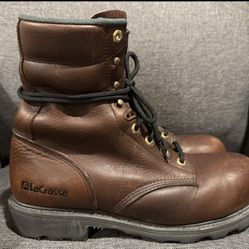 MADE IN USA La Crosse Brown Leather Vibram Hard Toe Work Boots Size 8 MEN