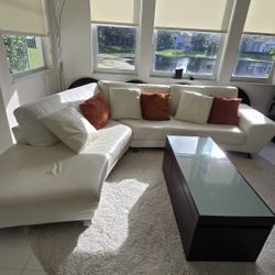 Leather Sectional Couch,Coffee Table And Media Center
