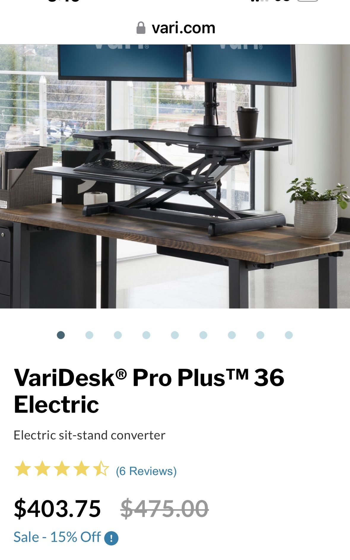 Varidesk Pro 36 Fully Electric” Lift