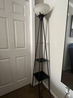 Black Floor Lamp with Shelves